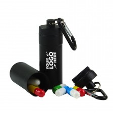 Waterproof Aluminum Pill Box Case with Carabiner